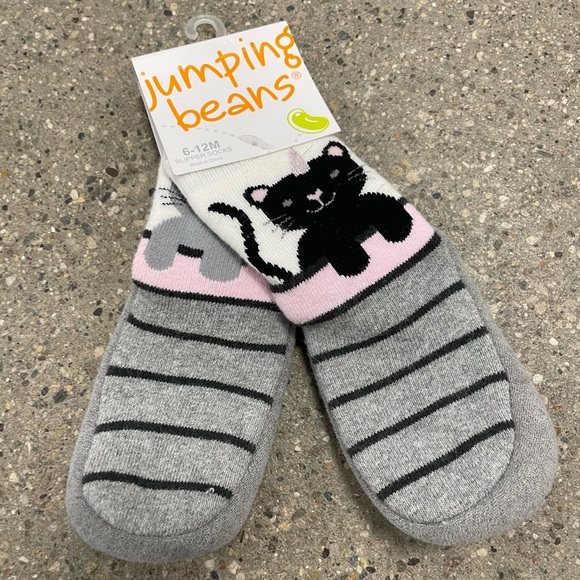 NWT Jumping Beans Unicorn Kitty Slipper Socks, size 6-12 months - Picture 2 of 7